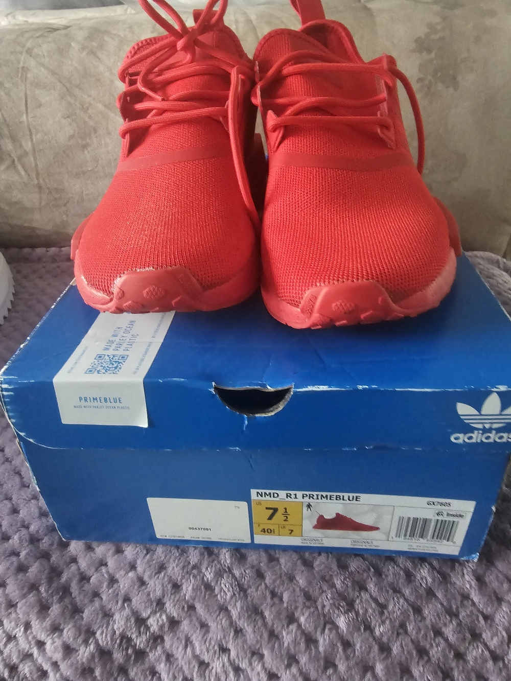 adidas Red Knit Lace-Up Sneakers